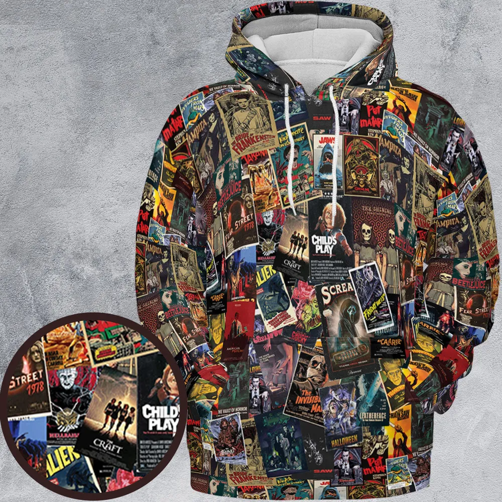 Vintage Horror Pattern All-over Print Hoodie - 2