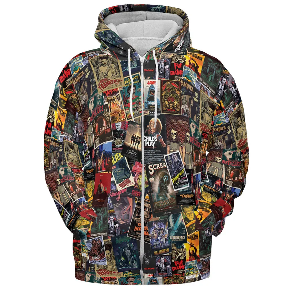 Vintage Horror Pattern All-over Print Hoodie - 4