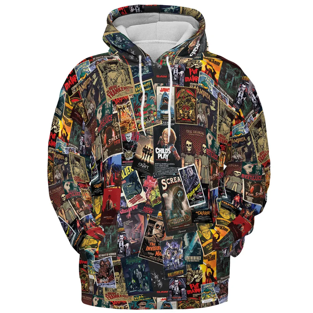 Vintage Horror Pattern All-over Print Hoodie - 3