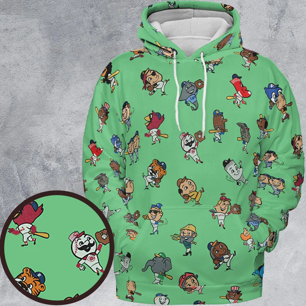 Baseball Mascot Pattern All-over Print Hoodie - 2