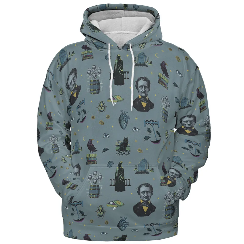 The Dark Themed Edgar Allan Poe All-over Print Hoodie - 3