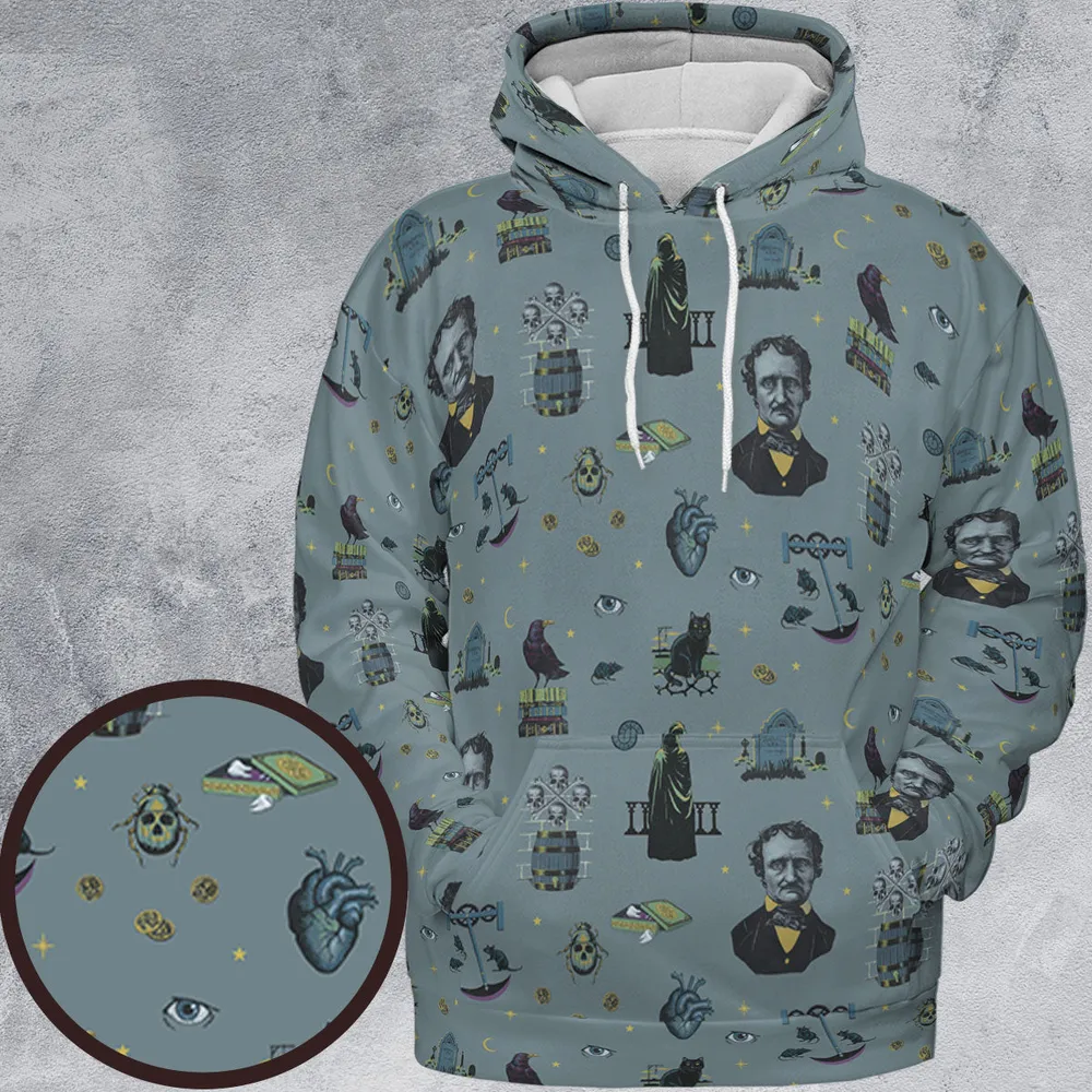 The Dark Themed Edgar Allan Poe All-over Print Hoodie - 2