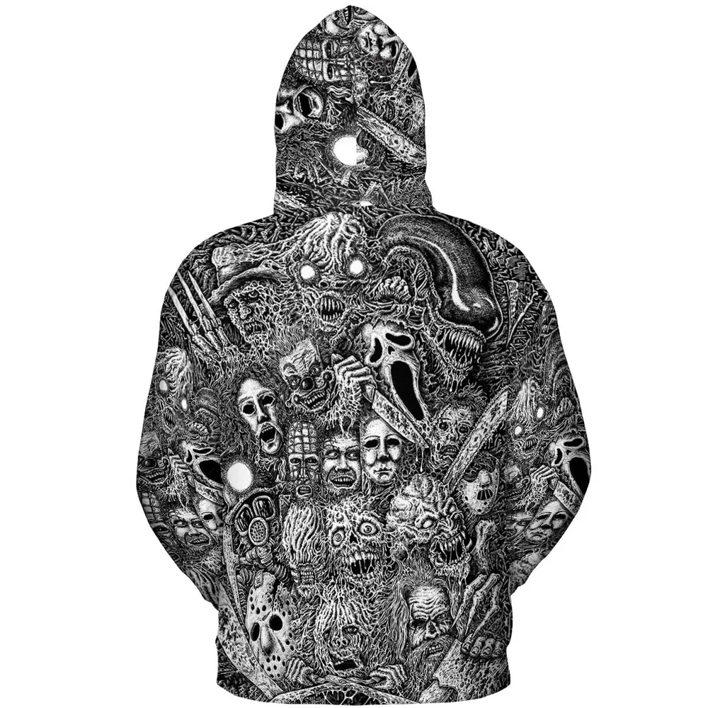 Horror Movie Assemblage Ghostface Xenomorph Pinhead Freddy Michael Myers All-over Print Hoodie - 5