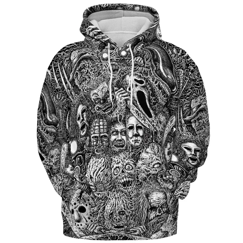 Horror Movie Assemblage Ghostface Xenomorph Pinhead Freddy Michael Myers All-over Print Hoodie - 3