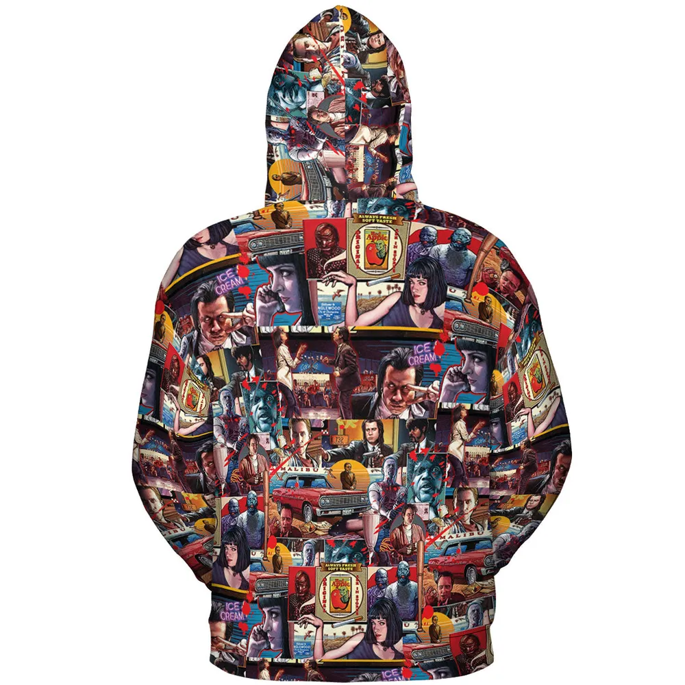 Retro Scenes Mia Wallace Vincent Vega Jules Winnfields Pulp Fiction All-over Print Hoodie - 5