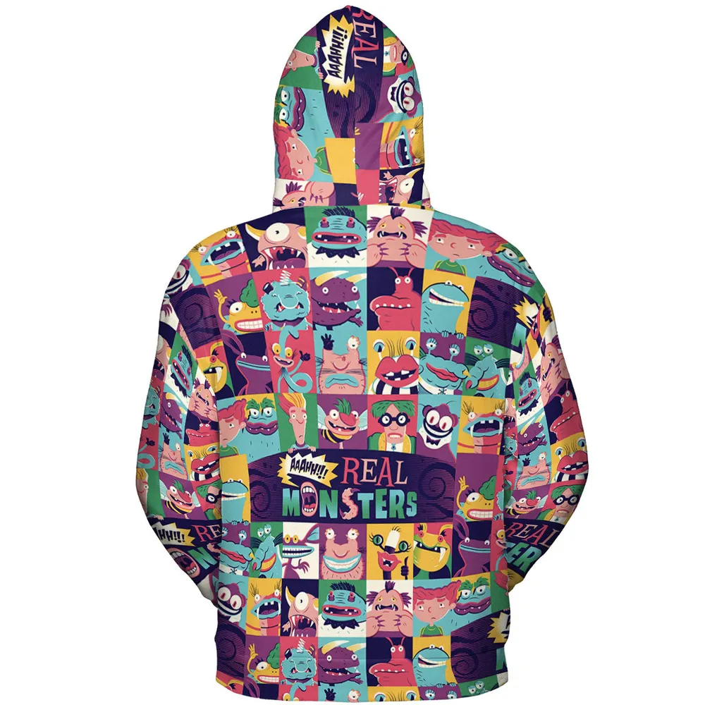 Aaahh!!! Real Monsters Characters Pattern All-over Print Hoodie - 5