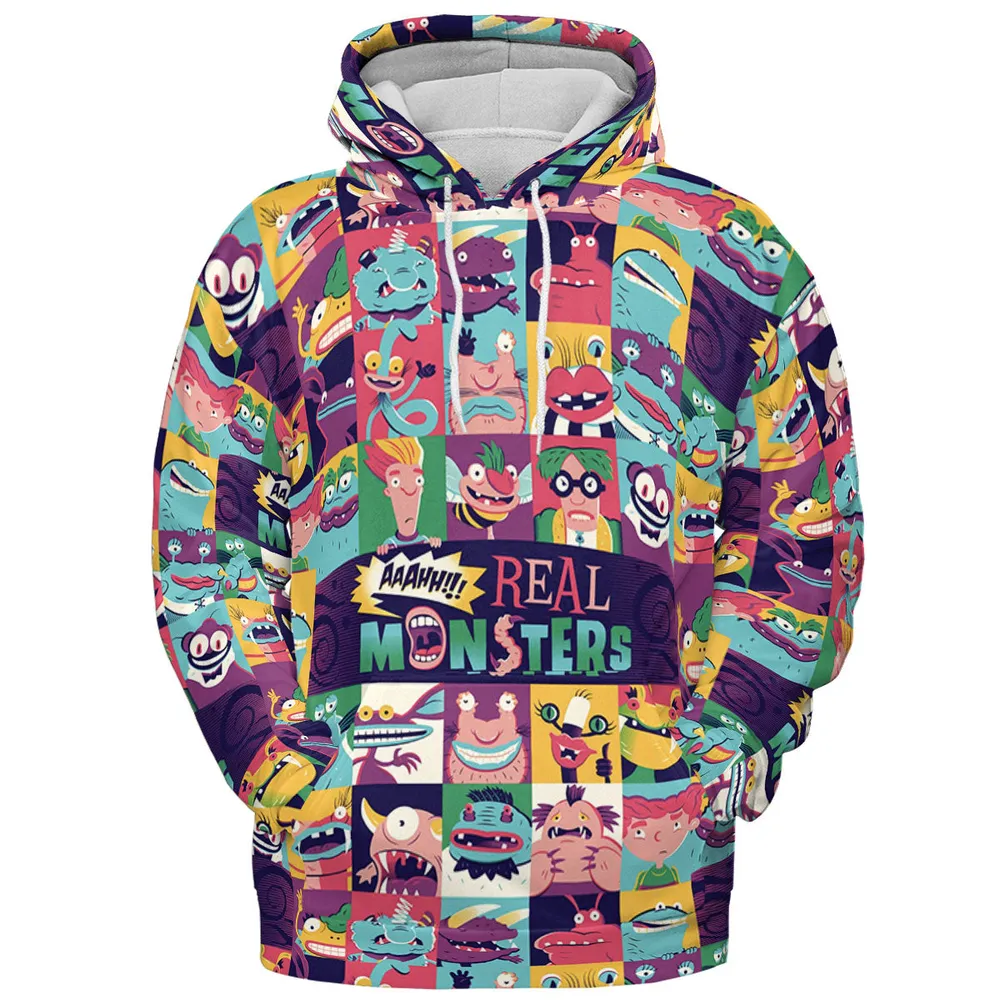 Aaahh!!! Real Monsters Characters Pattern All-over Print Hoodie - 3
