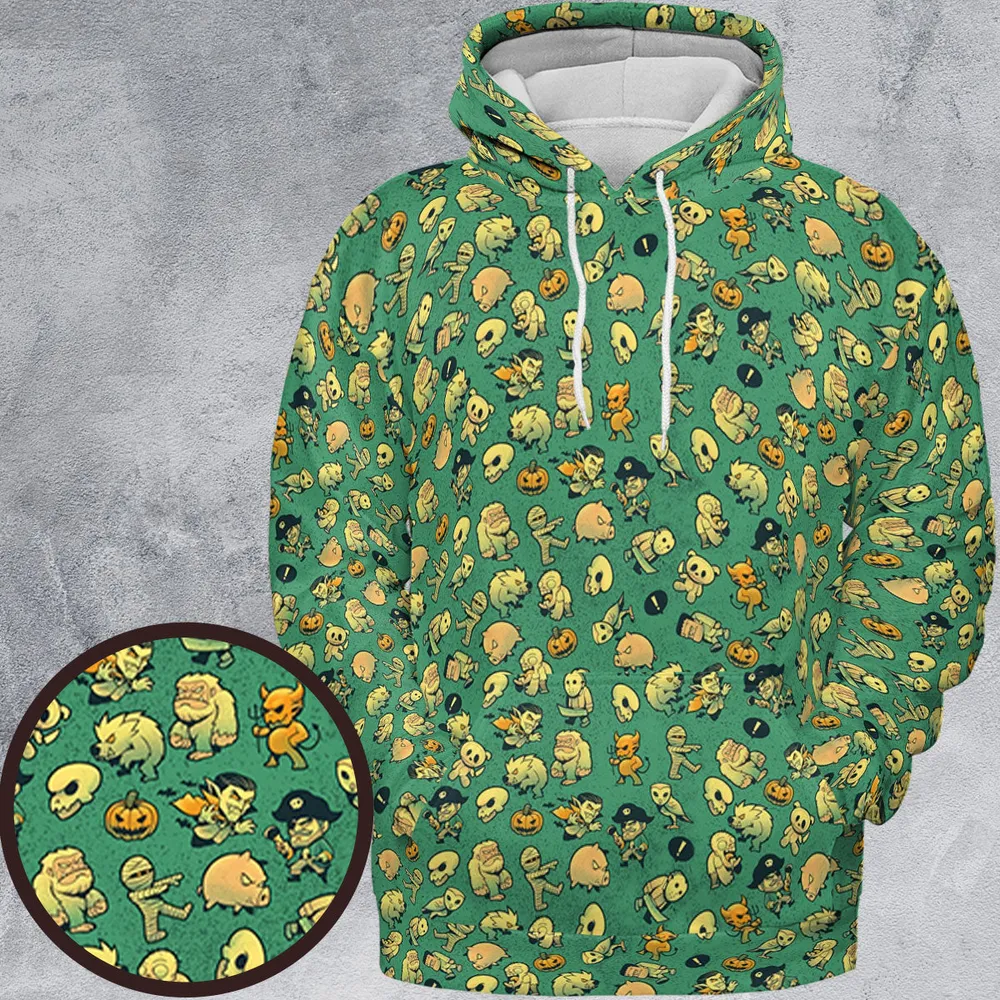 Terror Attack Cute Horror Characters Halloween All-over Print Hoodie - 2