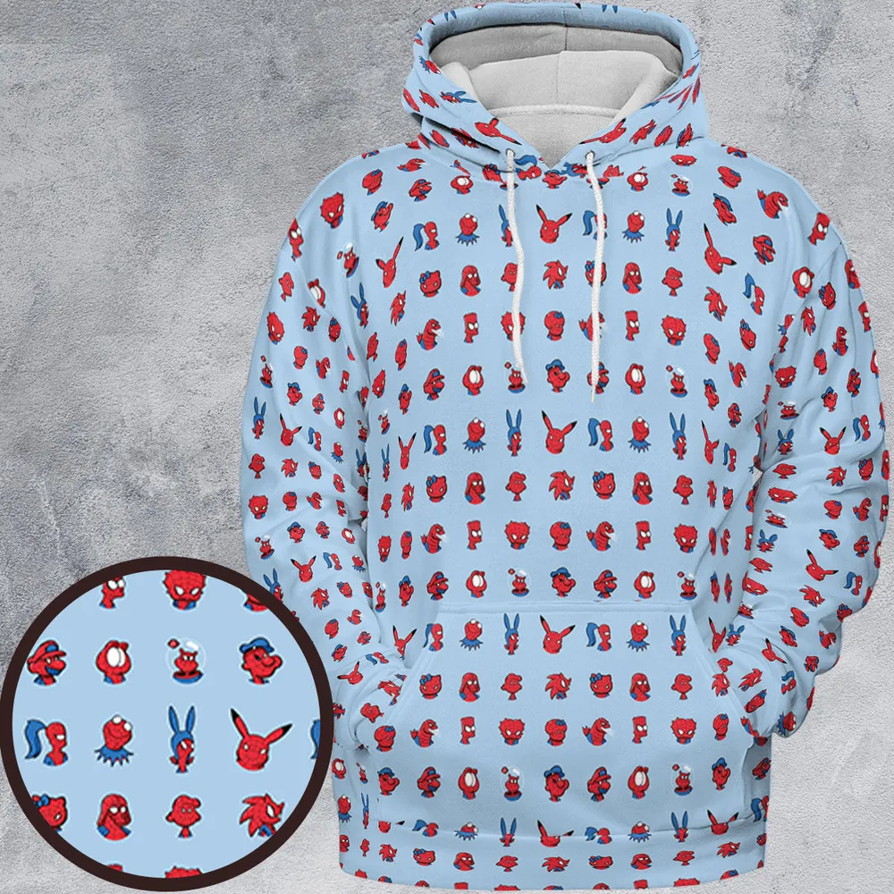 Funny Spider-Man Characters Pattern All-over Print Hoodie - 2