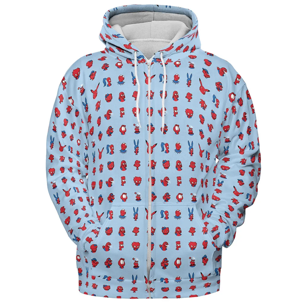 Funny Spider-Man Characters Pattern All-over Print Hoodie - 4