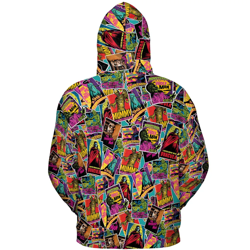 Multi Monster Pop Badges All-over Print Hoodie - 5