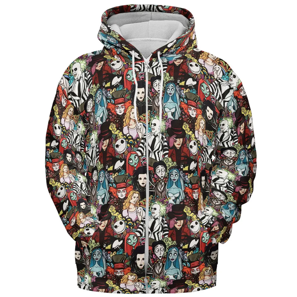 Tim Burton Characters Halloween All-over Print Hoodie - 4