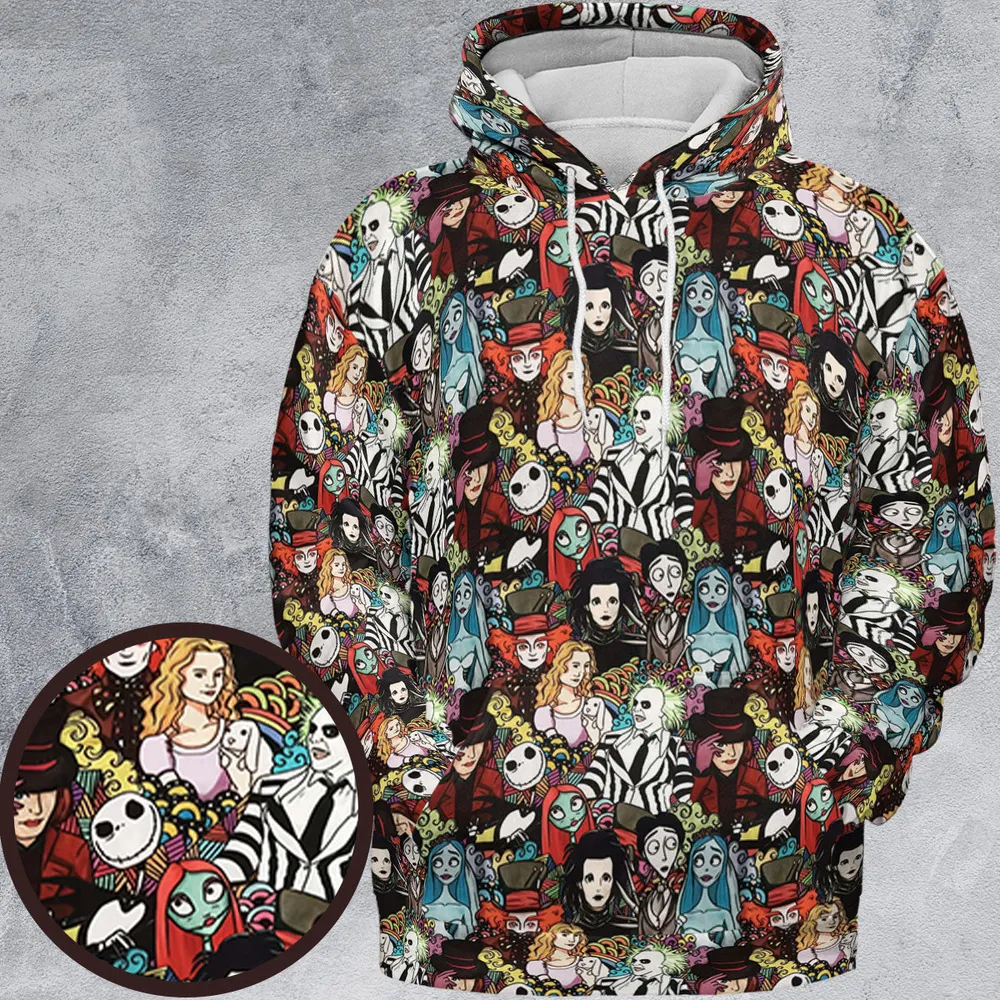 Tim Burton Characters Halloween All-over Print Hoodie - 2