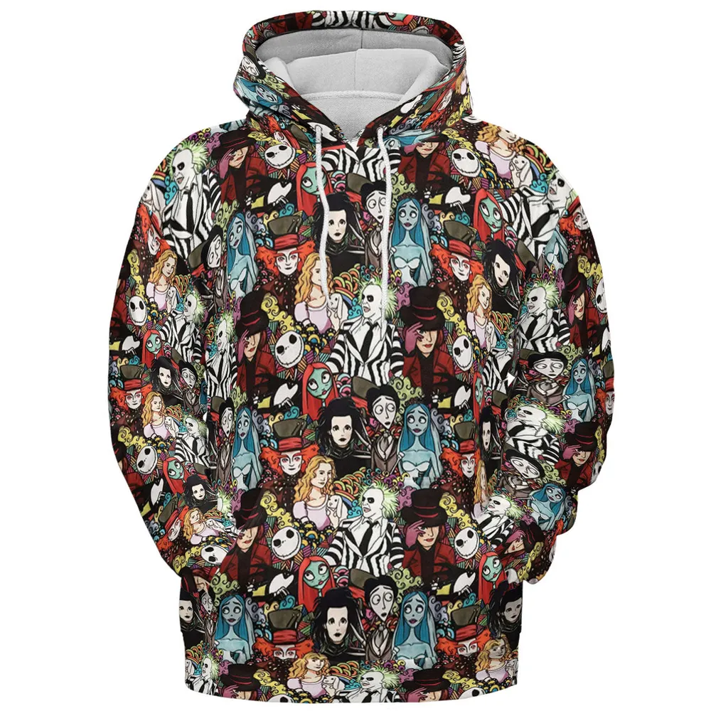 Tim Burton Characters Halloween All-over Print Hoodie - 3