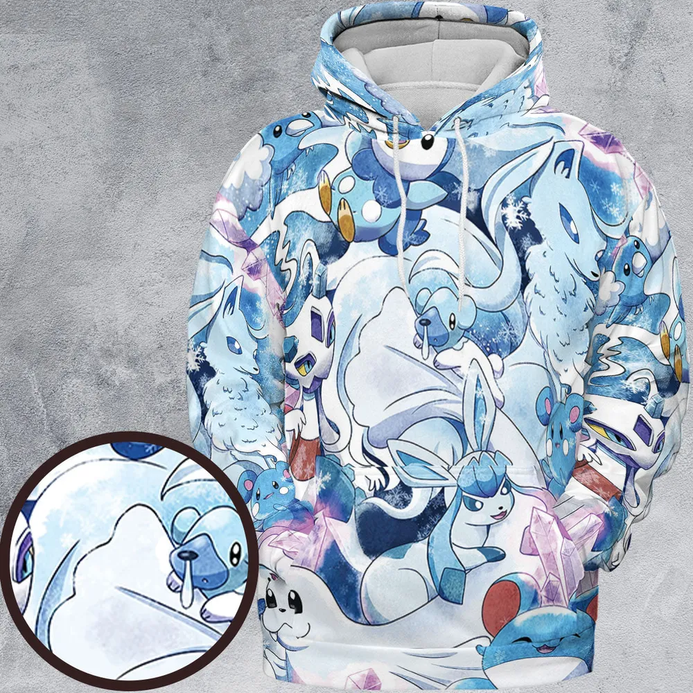 Winter Friends Pokemon Pattern All-over Print Hoodie - 2