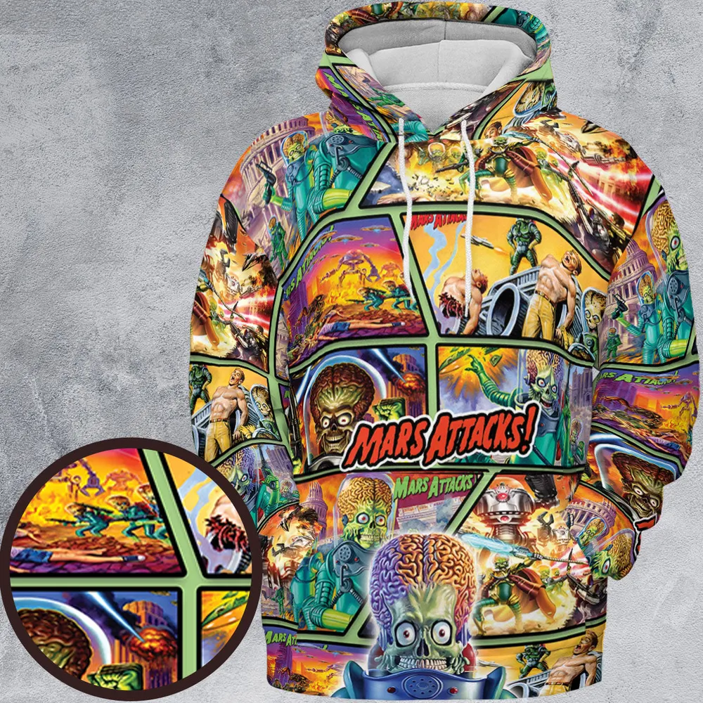 Ack! Ack! Ack! Mars Attacks All-over Print Hoodie - 2