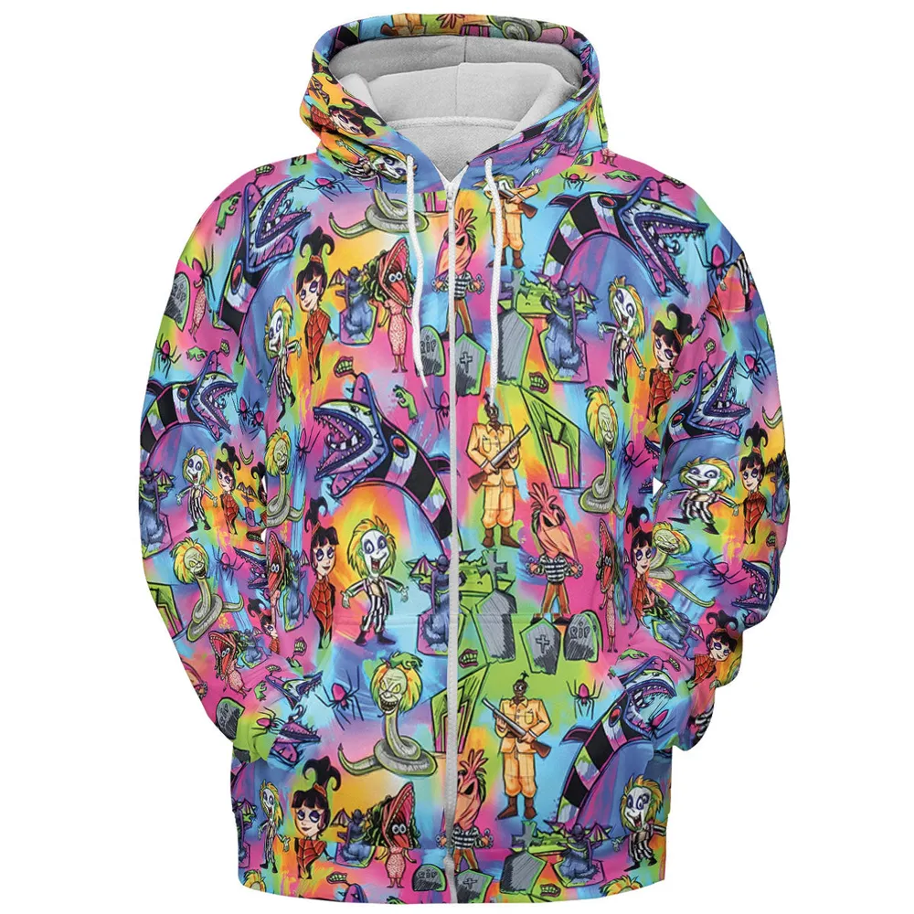 Hauntingly Stylish Beetlejuice All-over Print Hoodie - 4