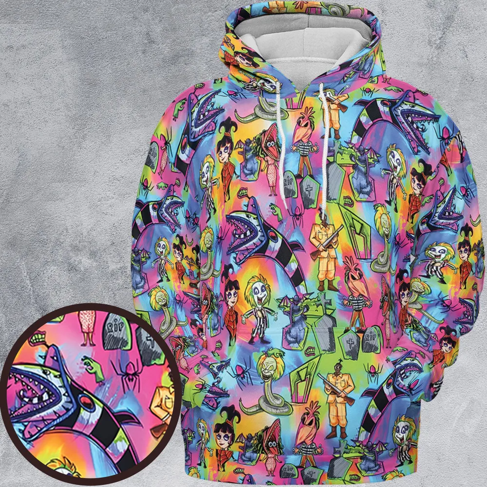 Hauntingly Stylish Beetlejuice All-over Print Hoodie - 2