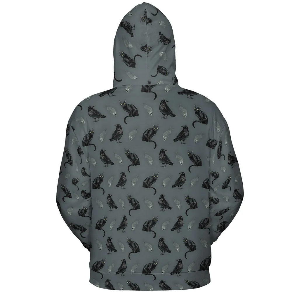 Cat and Raven Edgar Allan Poe Pattern All-over Print Hoodie - 5