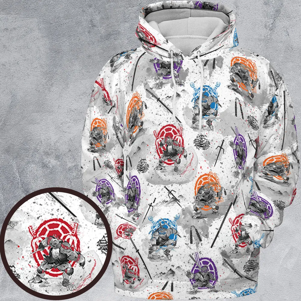 TMNT Characters Sumi-E Pattern All-over Print Hoodie - 2