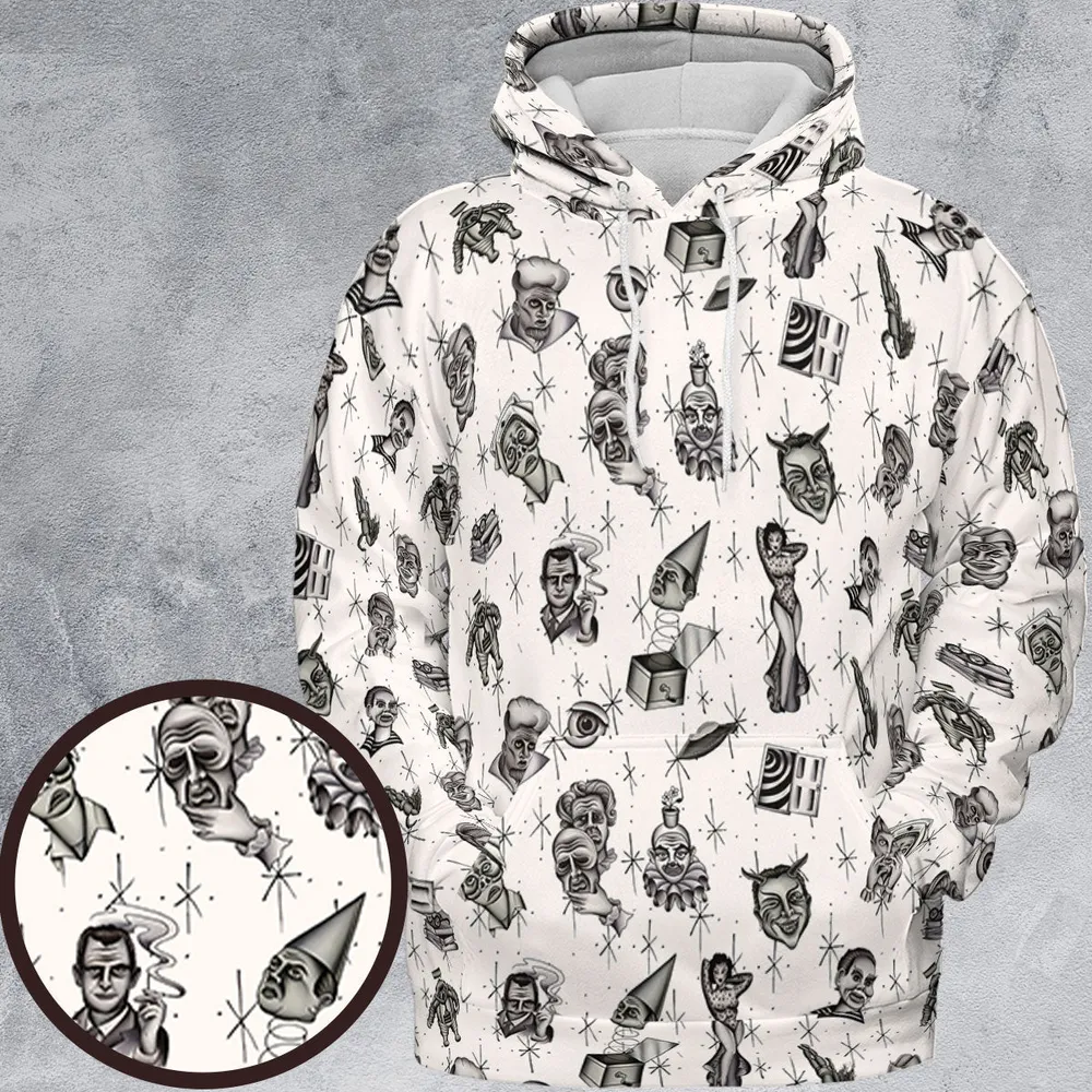 The Twilight Zone Characters Pattern All-over Print Hoodie - 2