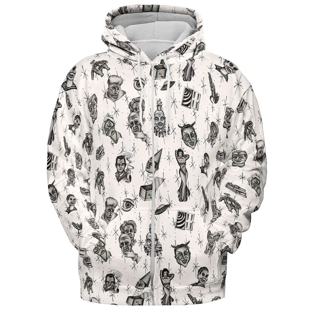 The Twilight Zone Characters Pattern All-over Print Hoodie - 4