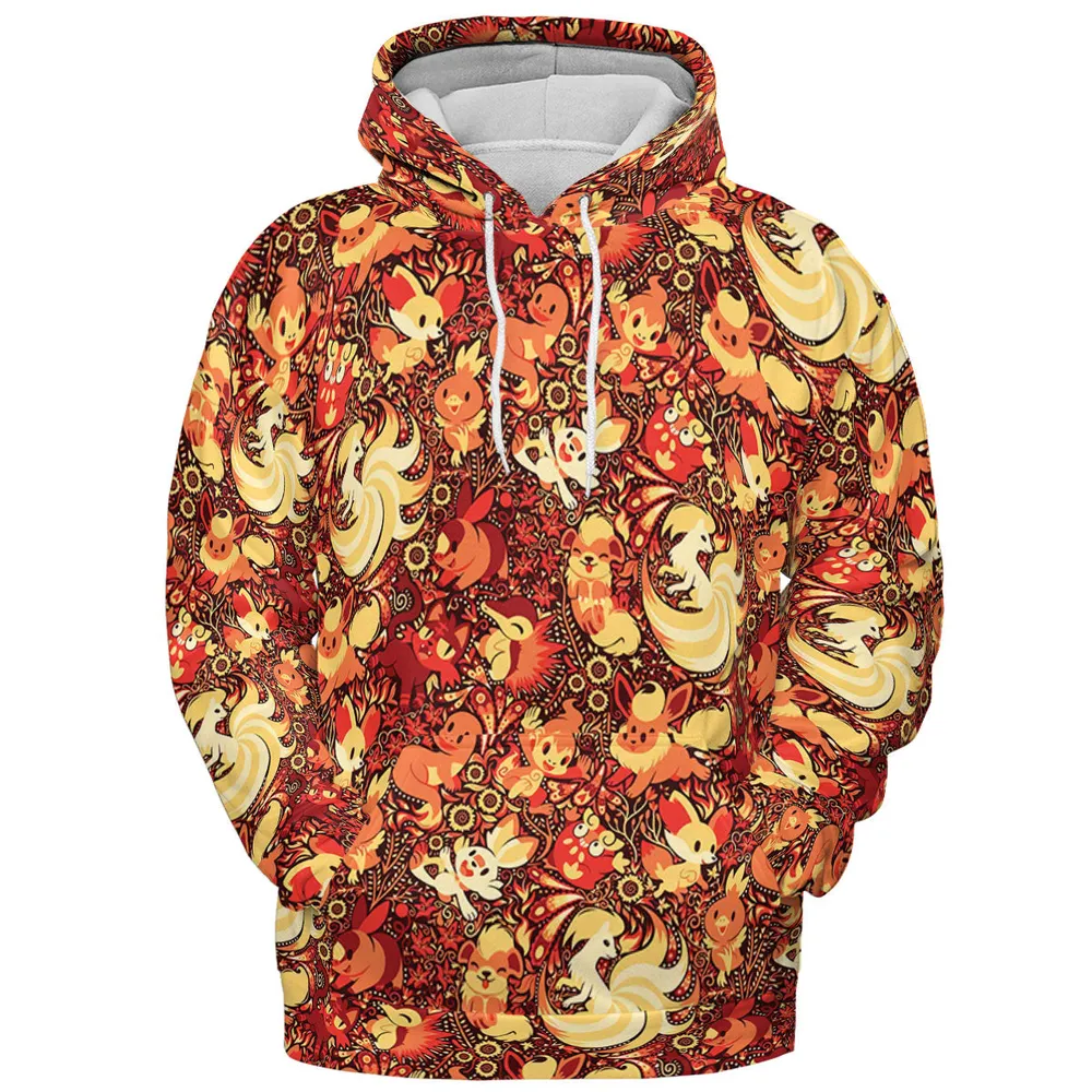 Pokemon Fire Pattern All-over Print Hoodie - 3