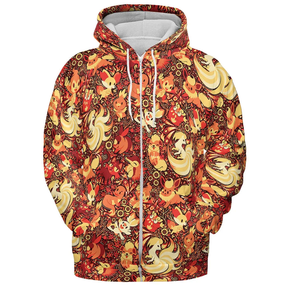 Pokemon Fire Pattern All-over Print Hoodie - 4