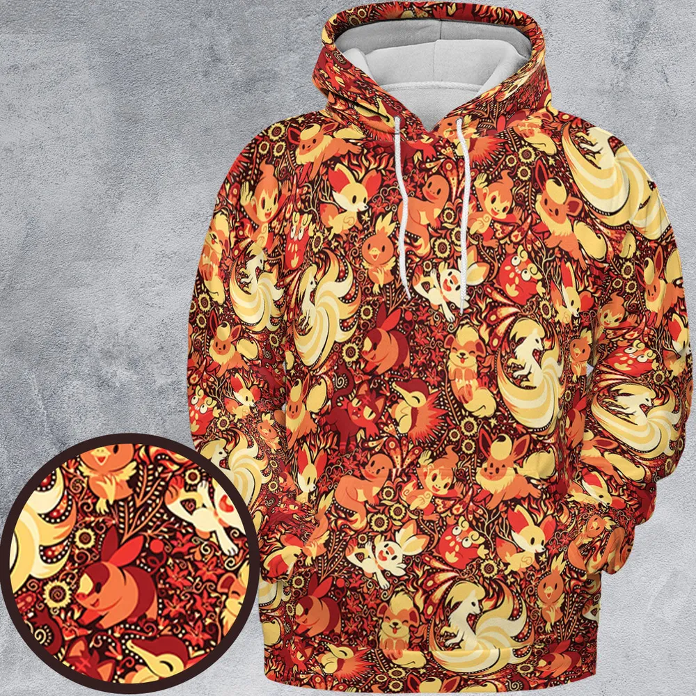 Pokemon Fire Pattern All-over Print Hoodie - 2