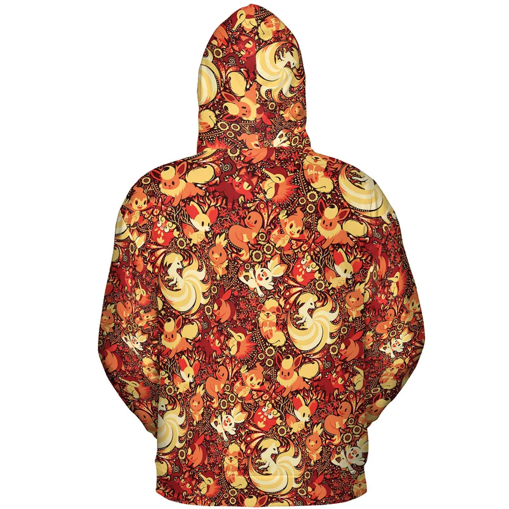 Pokemon Fire Pattern All-over Print Hoodie - 5