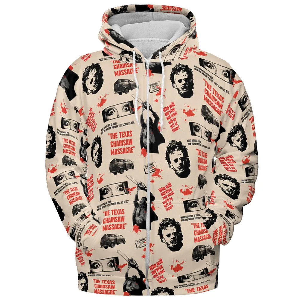Leatherface The Texas Chainsaw Massacre Horror Pattern All-over Print Hoodie - 4