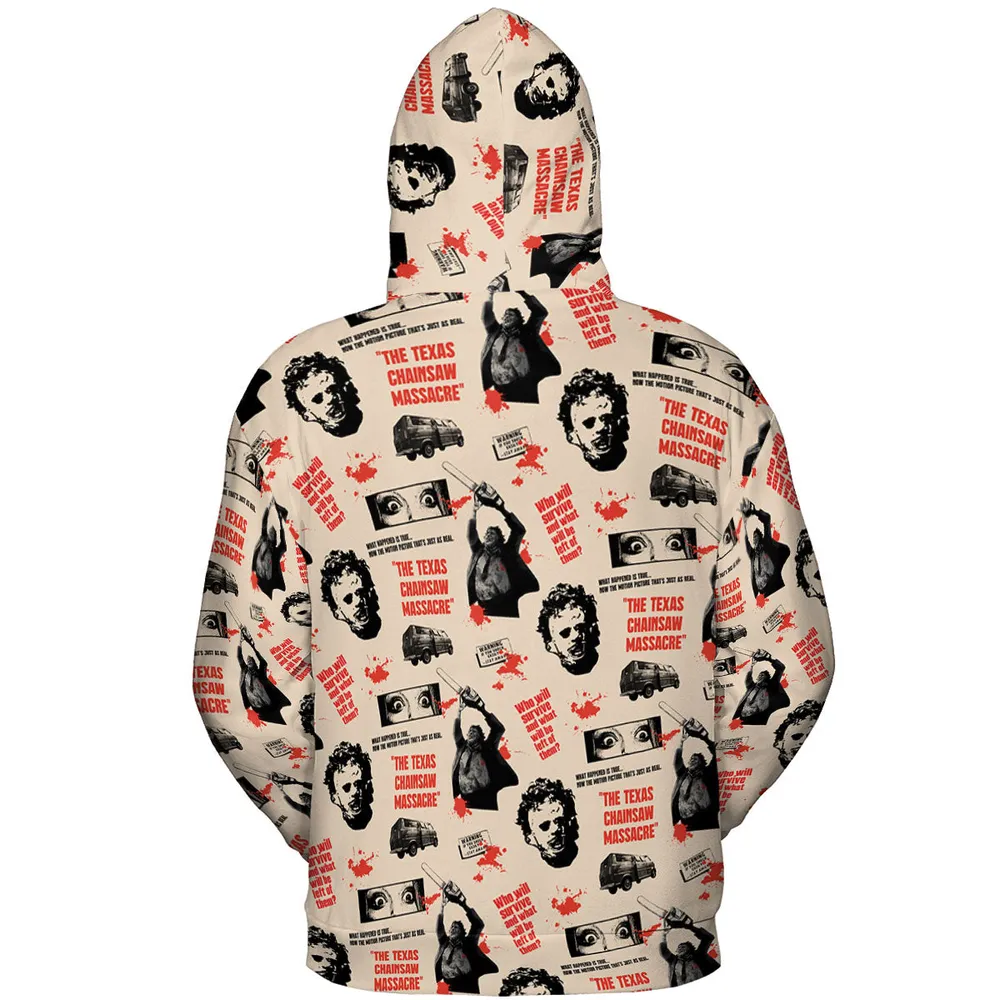 Leatherface The Texas Chainsaw Massacre Horror Pattern All-over Print Hoodie - 5
