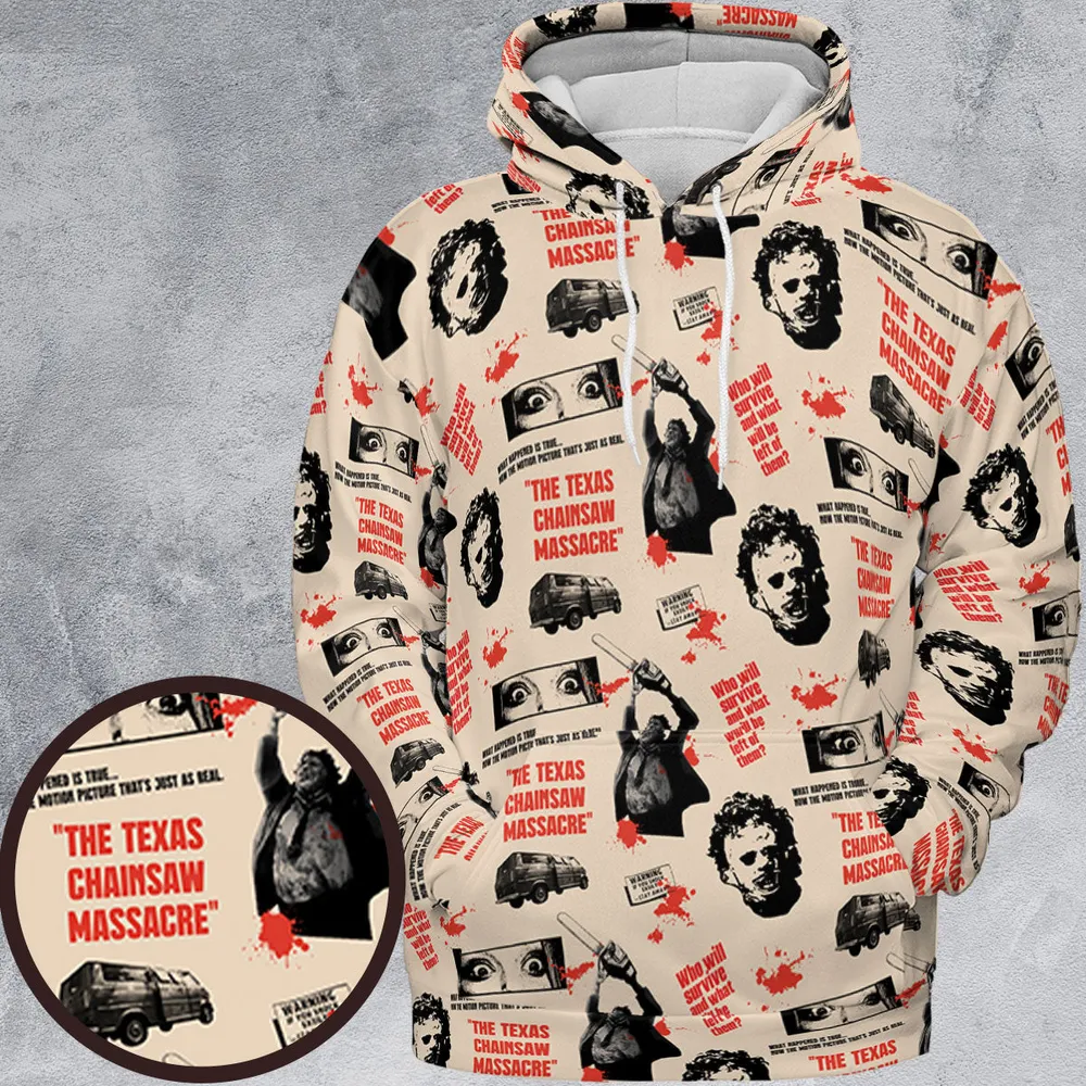 Leatherface The Texas Chainsaw Massacre Horror Pattern All-over Print Hoodie - 2