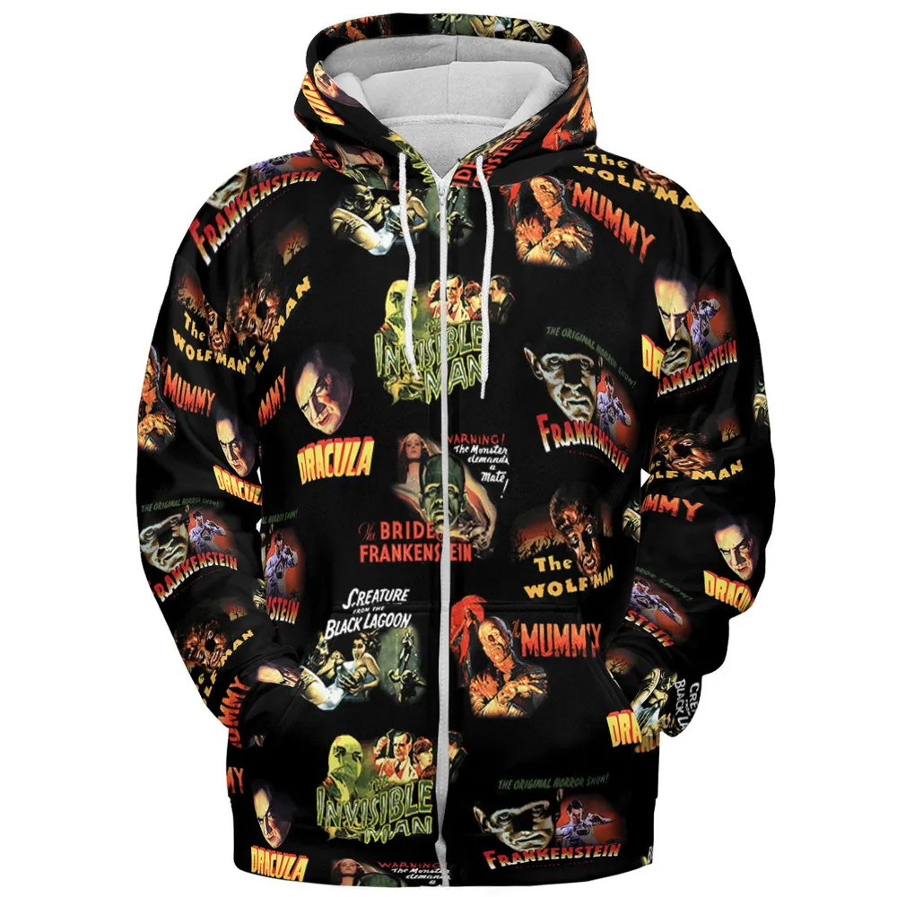 Teaming Monsters All Up Universal Monsters All-over Print Hoodie - 4