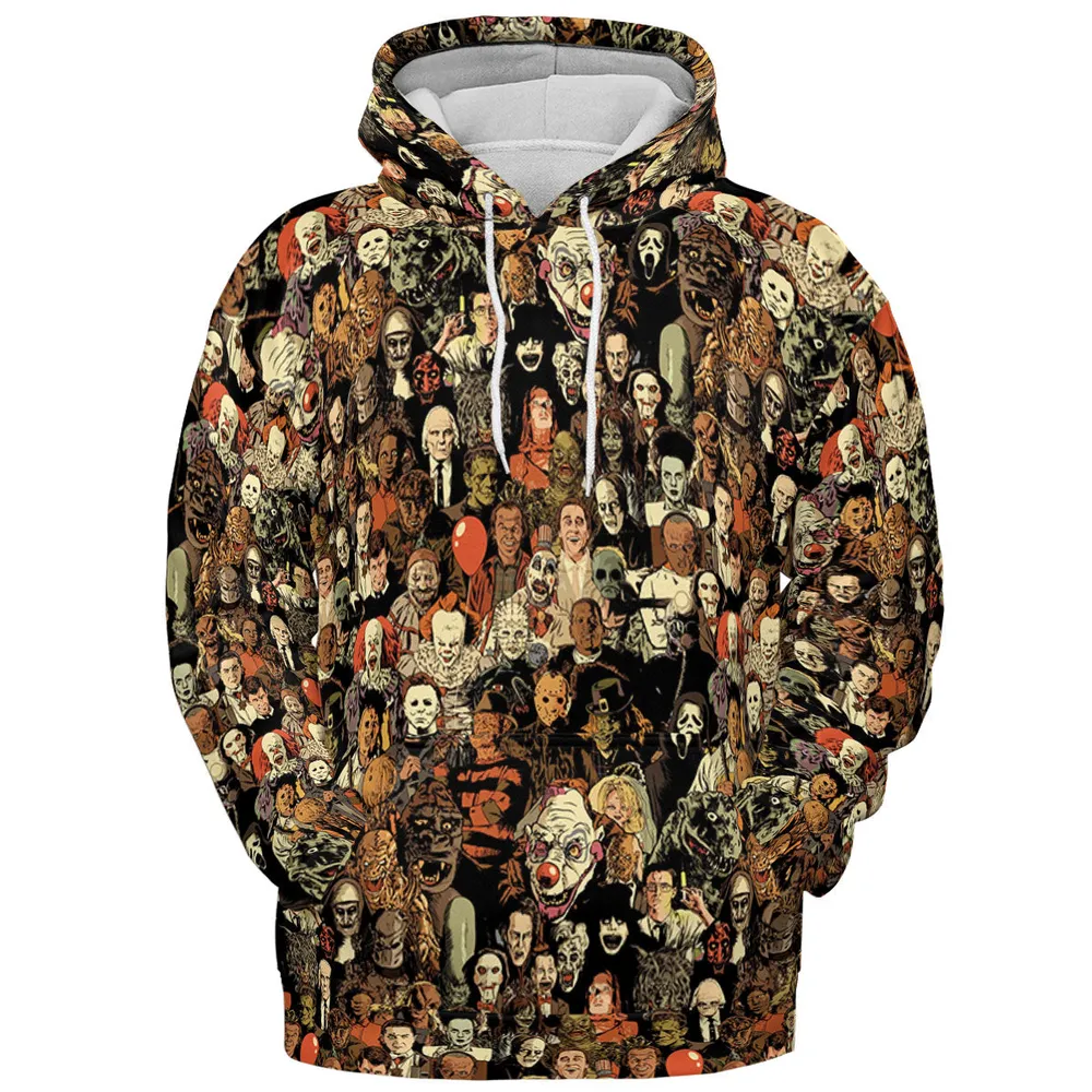 Horror Movie Characters Halloween Pattern All-over Print Hoodie - 3