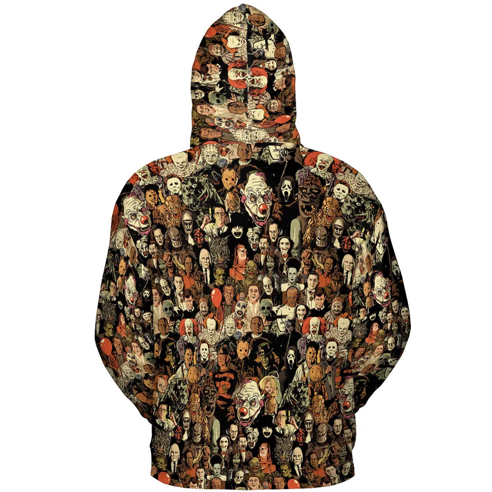 Horror Movie Characters Halloween Pattern All-over Print Hoodie - 5
