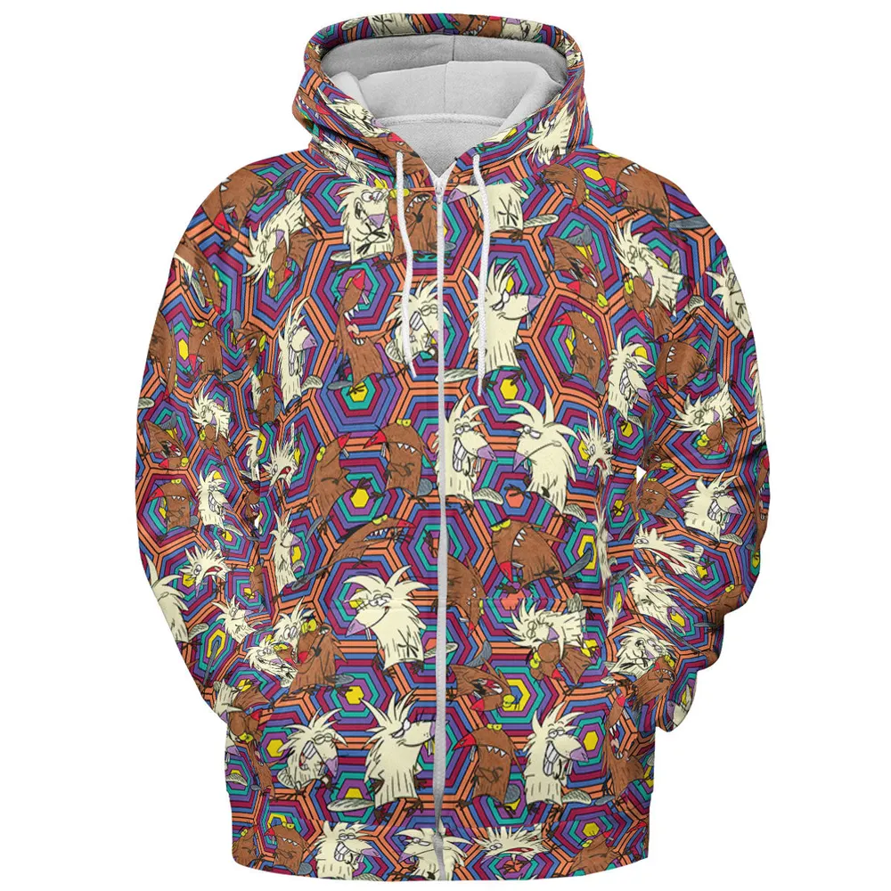 The Angry Beavers Pattern All-over Print Hoodie - 4