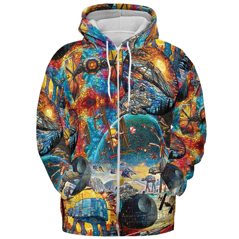 Spaceships Death Star Suncatcher Glass All-over Print Hoodie - 4