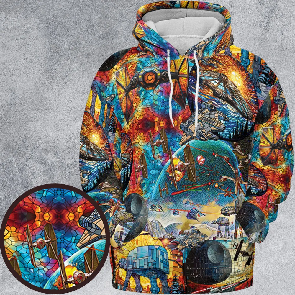 Spaceships Death Star Suncatcher Glass All-over Print Hoodie - 2