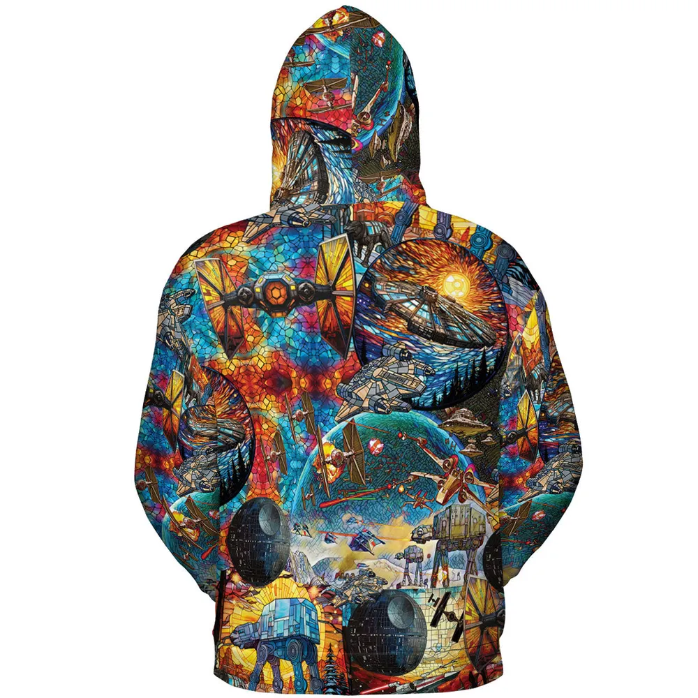 Spaceships Death Star Suncatcher Glass All-over Print Hoodie - 5