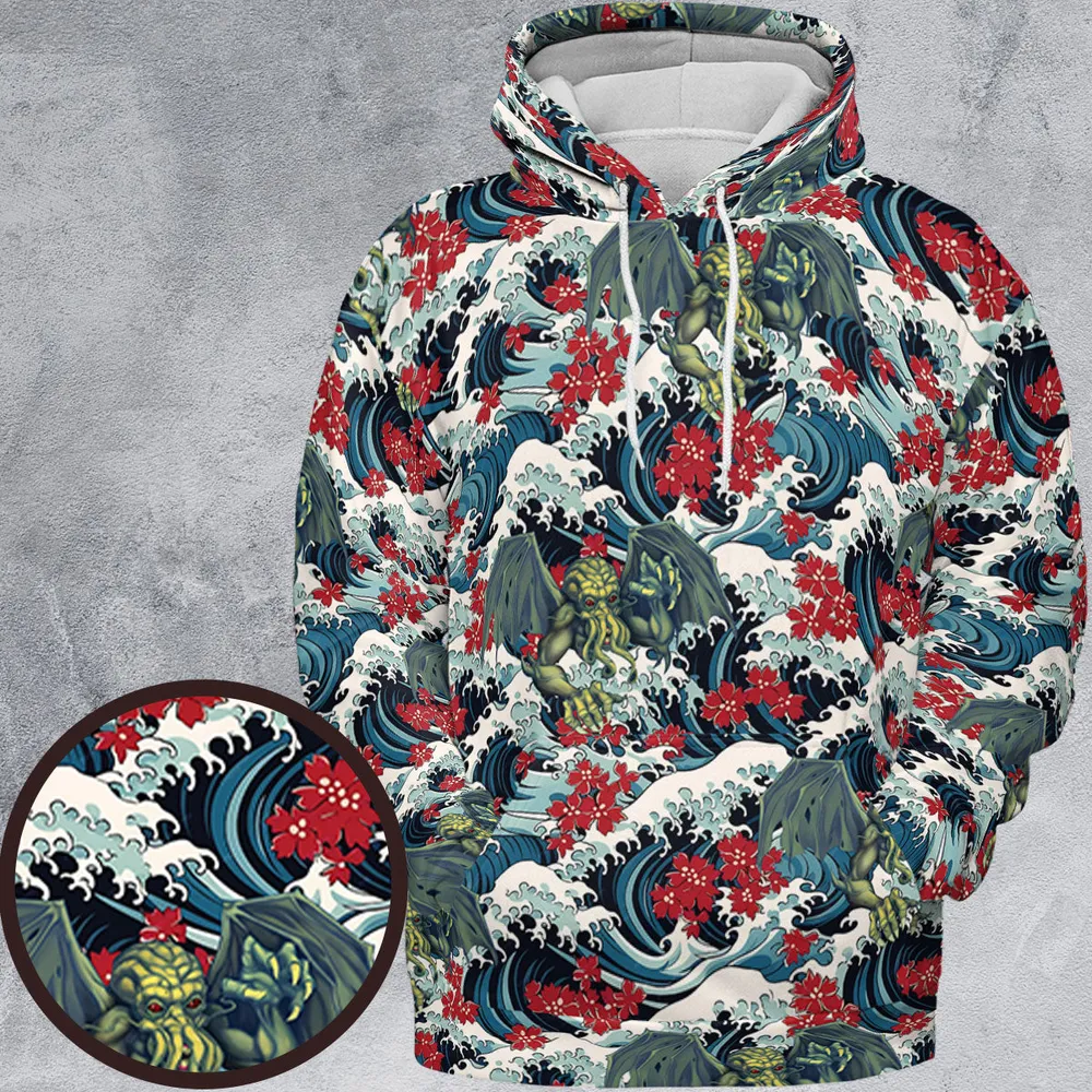Great Waves Cthulhu All-over Print Hoodie - 2
