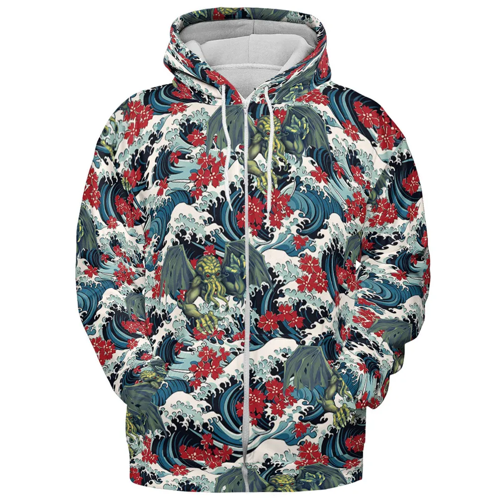 Great Waves Cthulhu All-over Print Hoodie - 4