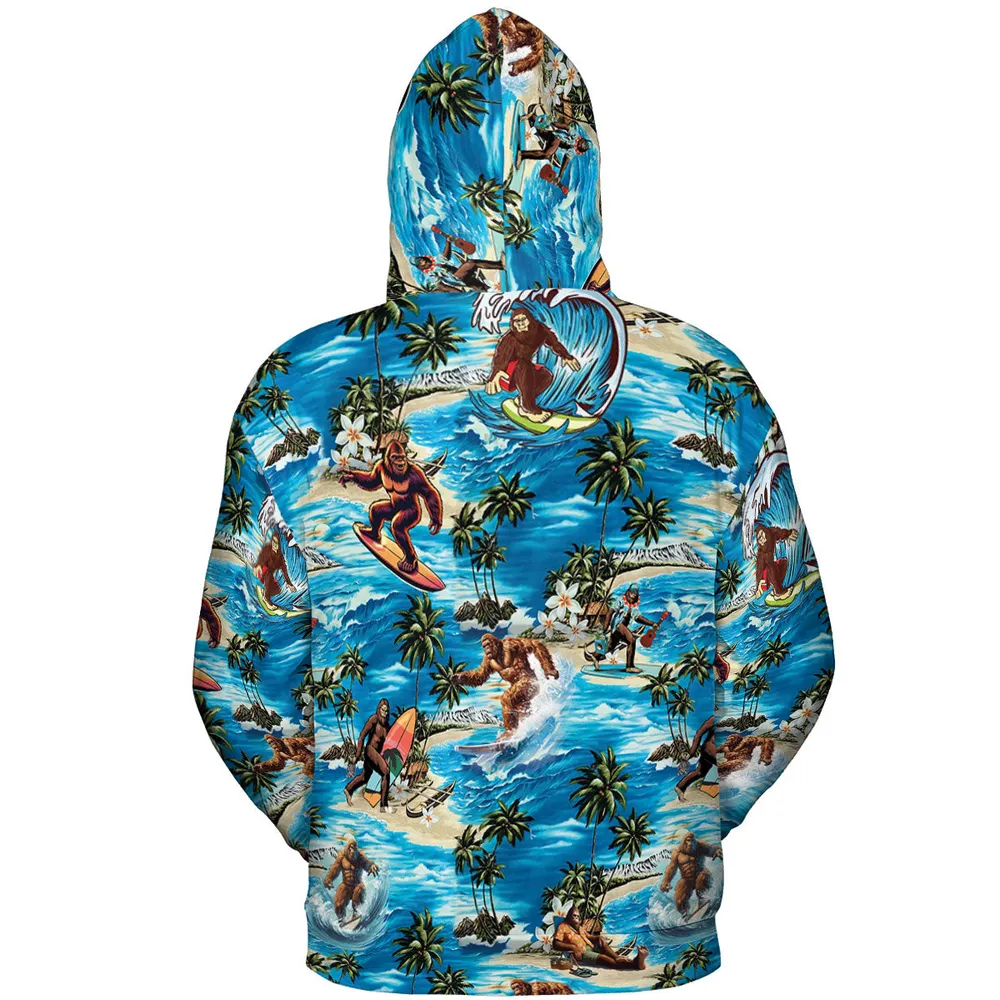 Bigfoot Surfing Summer Vibes All-over Print Hoodie - 5