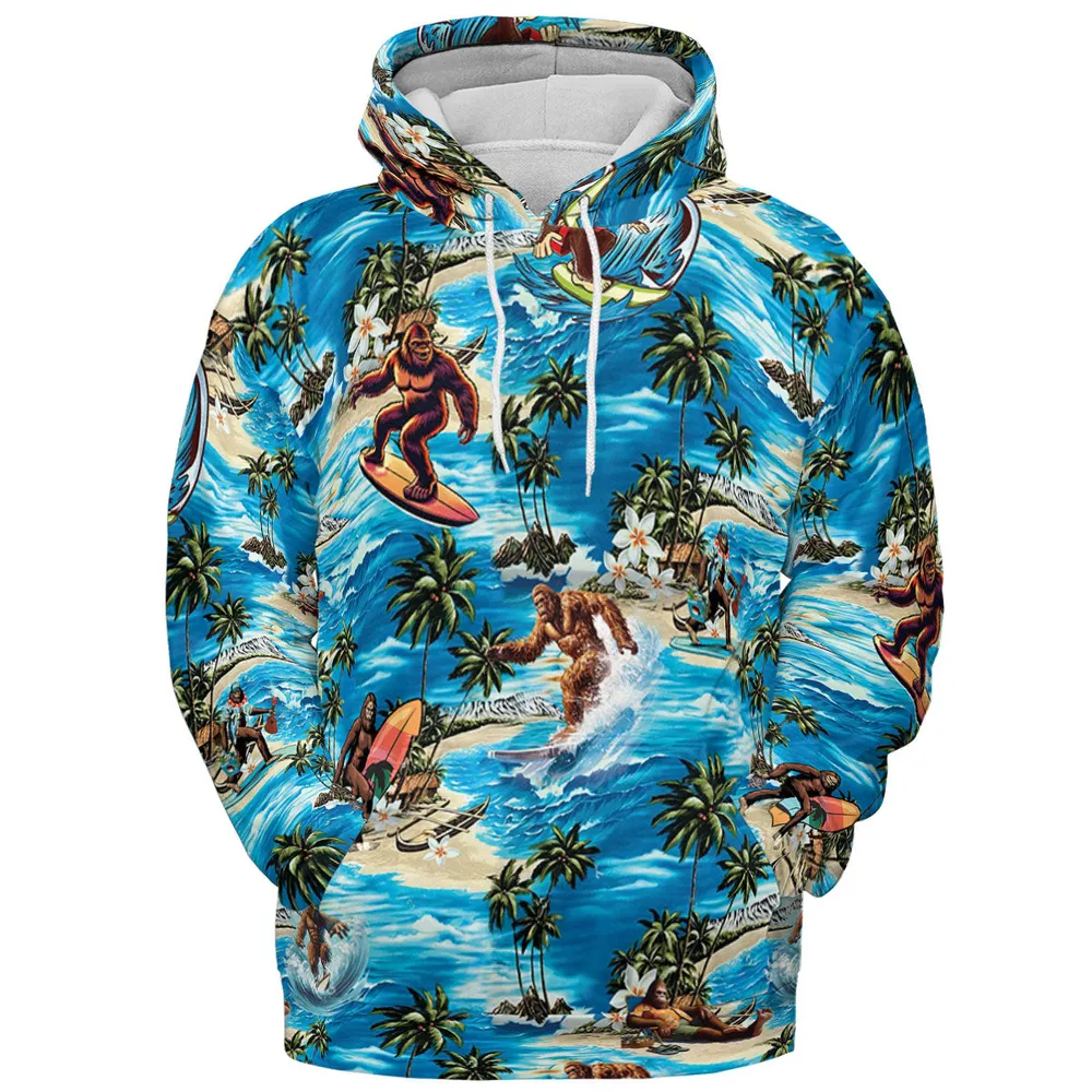 Bigfoot Surfing Summer Vibes All-over Print Hoodie - 3