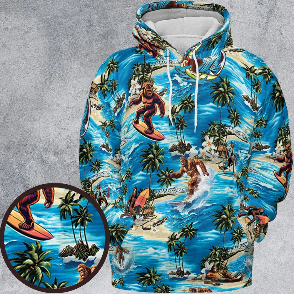 Bigfoot Surfing Summer Vibes All-over Print Hoodie - 2