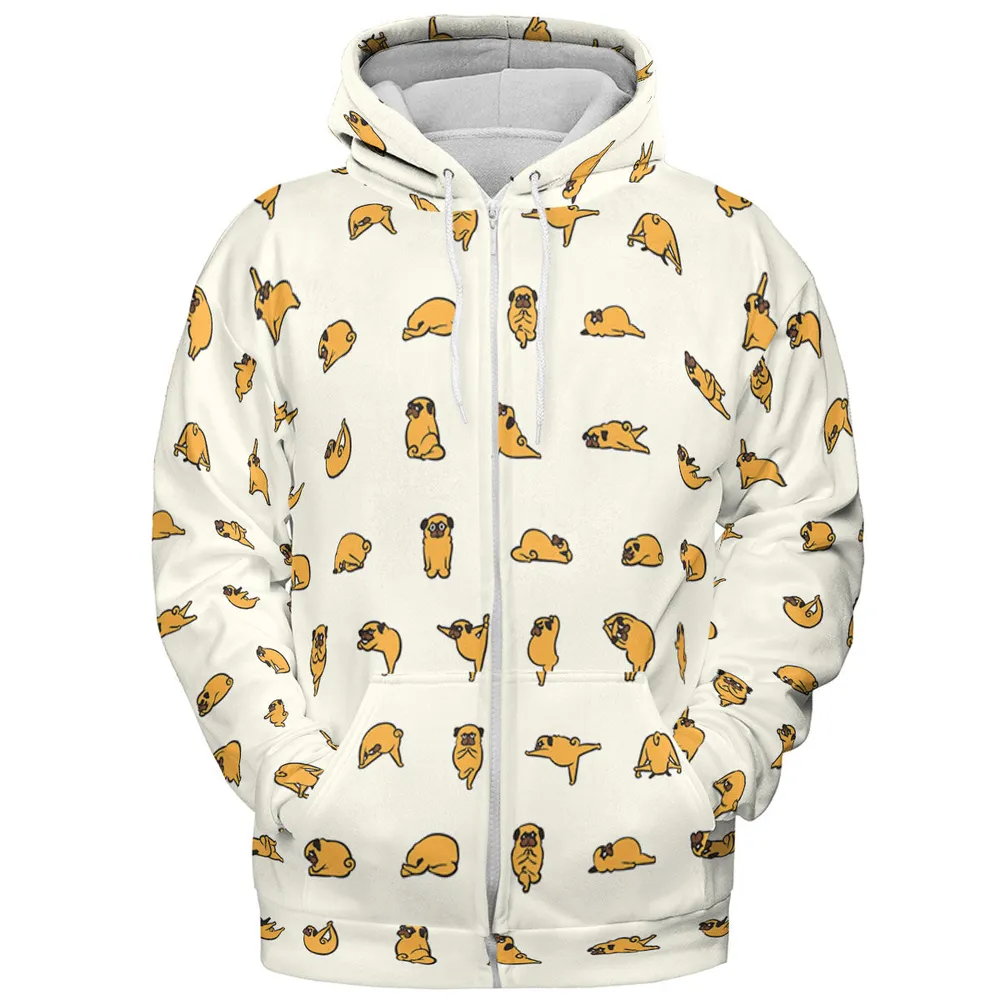Pug Hot Yoga Pattern All-over Print Hoodie - 4