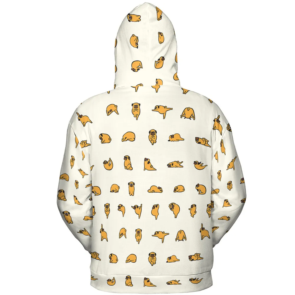 Pug Hot Yoga Pattern All-over Print Hoodie - 5
