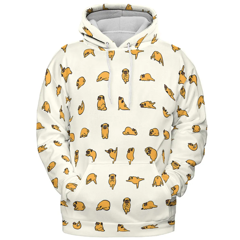 Pug Hot Yoga Pattern All-over Print Hoodie - 3