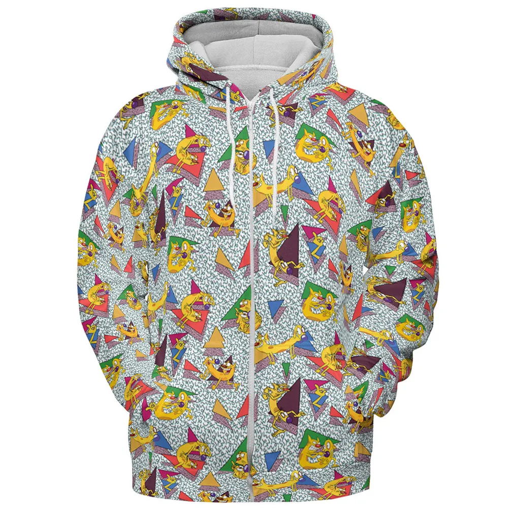Catdog 90s Cartoon Pattern All-over Print Hoodie - 4