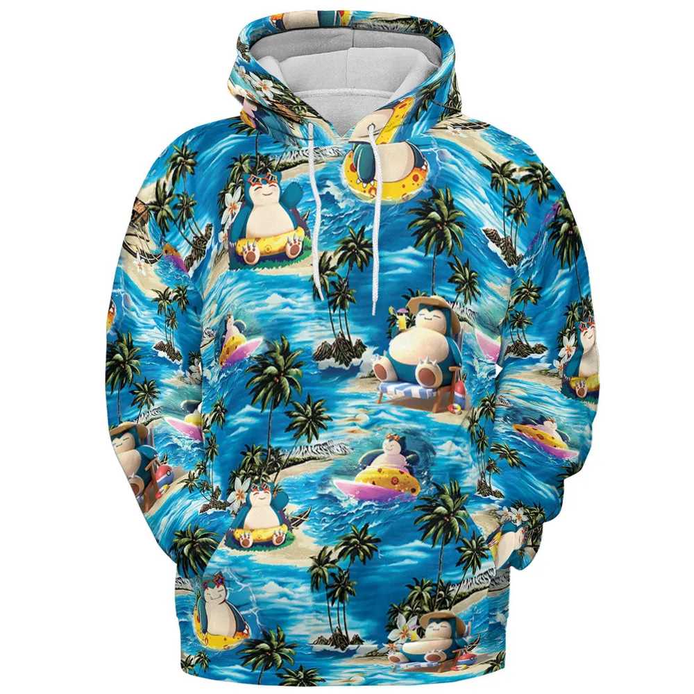Snorlax Surfing Summer Vibes All-over Print Hoodie - 3